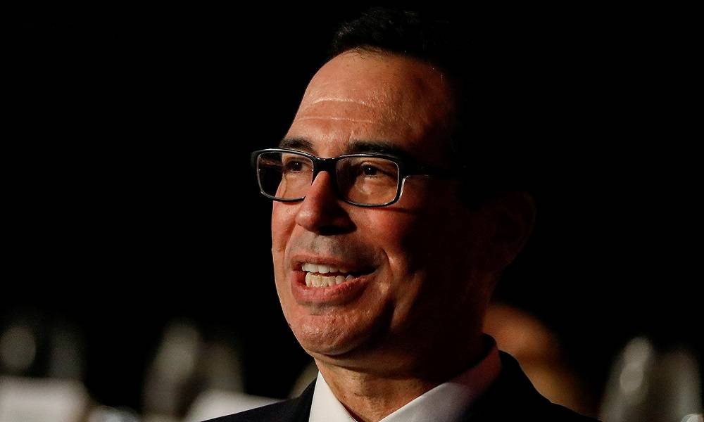 FILE PHOTO: U.S. Treasury Secretary Steven Mnuchin speaks during a moderated discussion before the Economic Club of New York