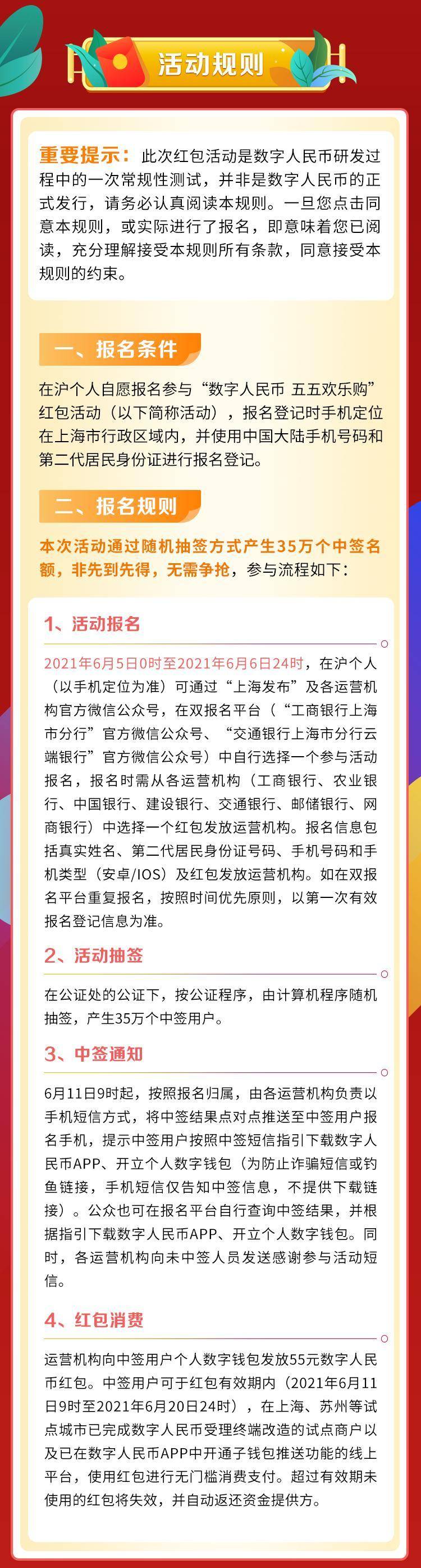 上海数字人民币红包活动来了！35 万份，每份 55 元！