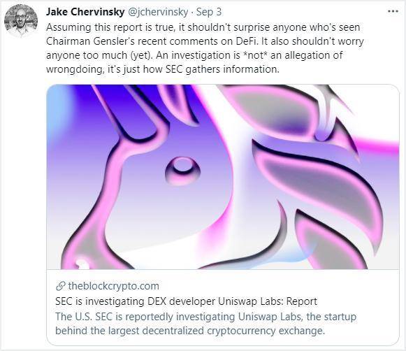美 SEC 调查 Uniswap Labs，「狂野西部」将迎来监管新时代？