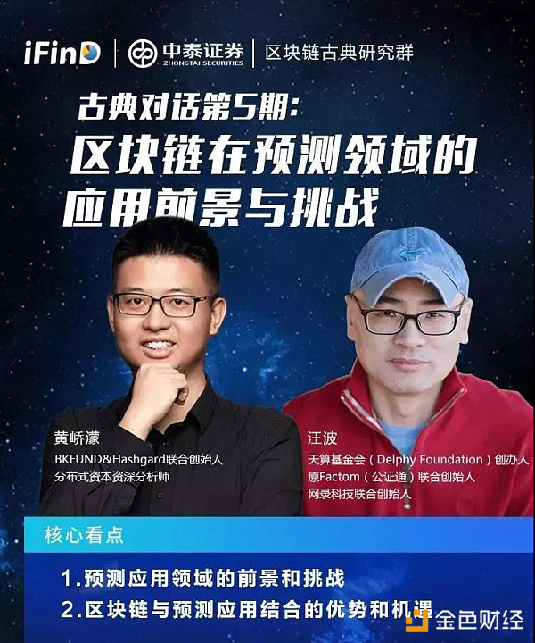 天算创始人汪波对话BKFUND首先分析师黄峤濛，畅谈预测市场和币改等热点问题！