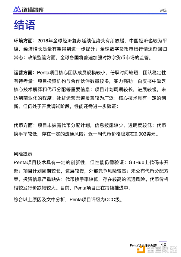 Penta项目评级报告：CCC级，代币信息不透明存控盘风险 | 链塔智库