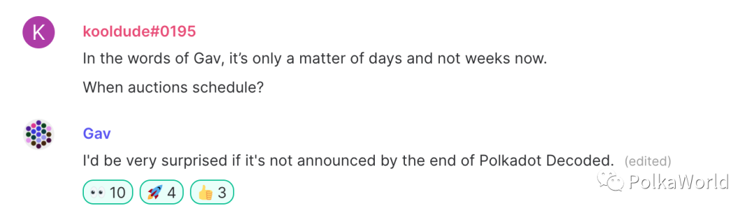 波卡周报：Gavin 将在 Polkadot Decode 上宣布平行链拍卖时间