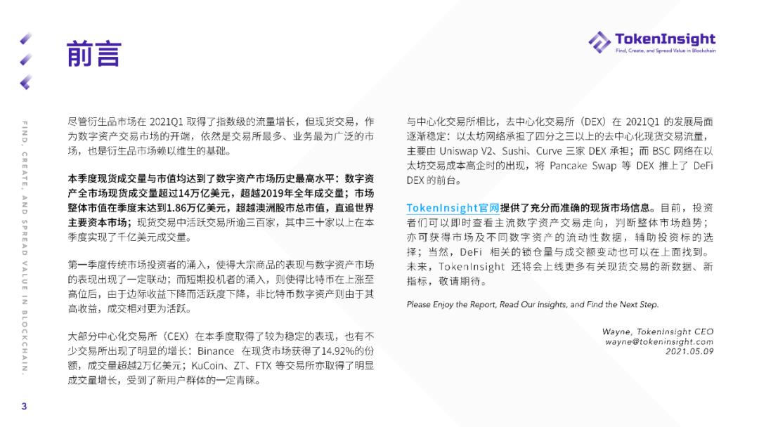 TokenInsight Q1 现货市场研报：现货成交总量超2019年全年成交量