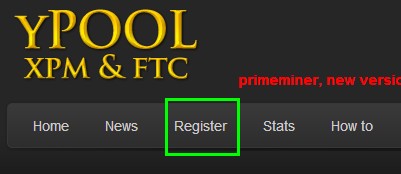 YPOOL，XPM矿池注册按钮