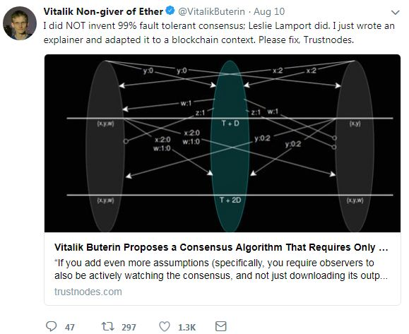 ETH暴跌引争议，V神或借“99%容错共识”打破以太坊僵局