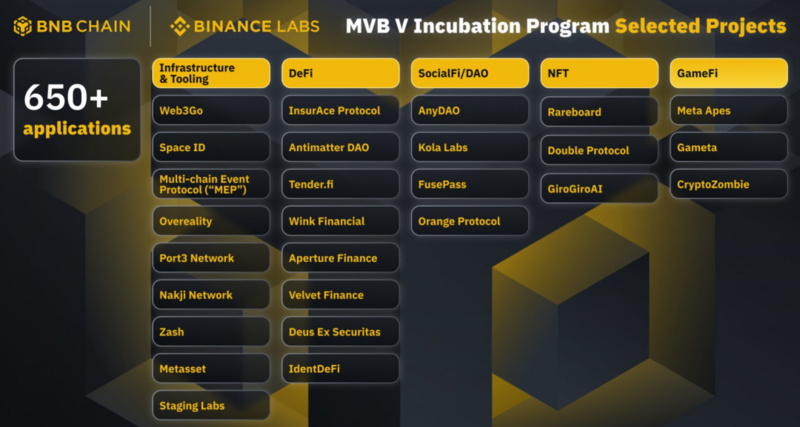 速览BNB Chain第五批Web3加速器计划入围的27个项目