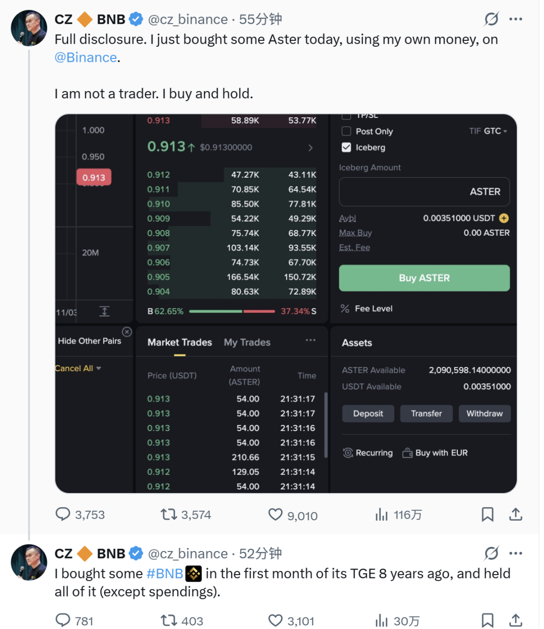 CZ建仓ASTER，这次能否撼动Hyperliquid的地位？