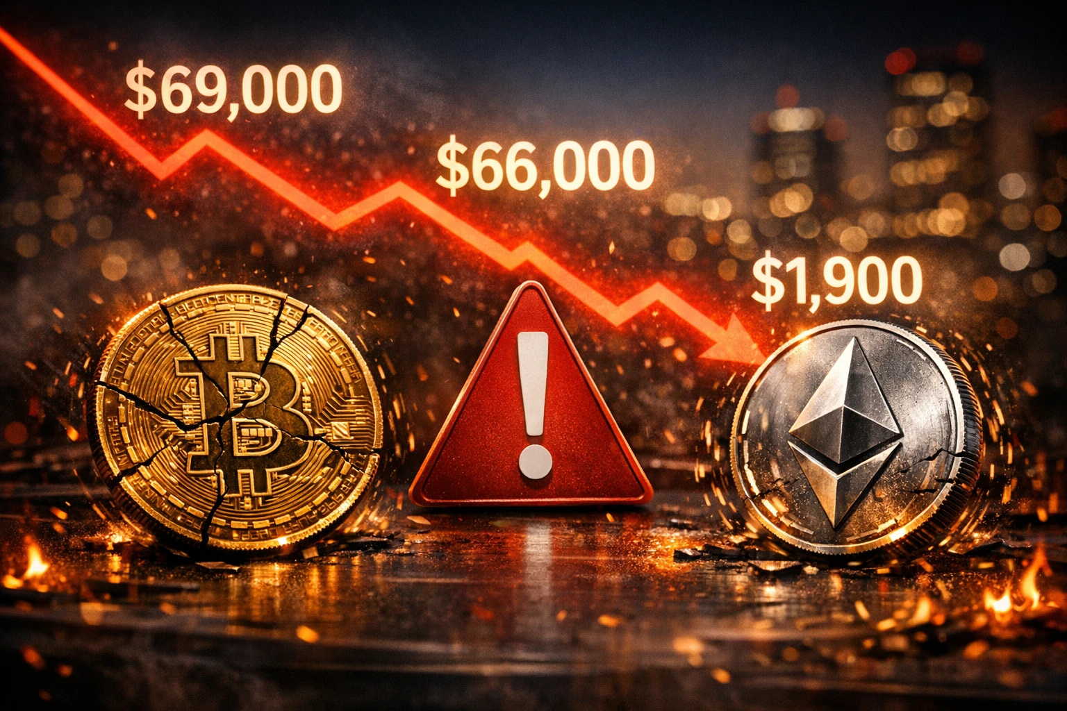 比特幣跌破6.6萬美元，以太坊插針1900，非農數據讓15萬人爆倉清算4.7億鎂