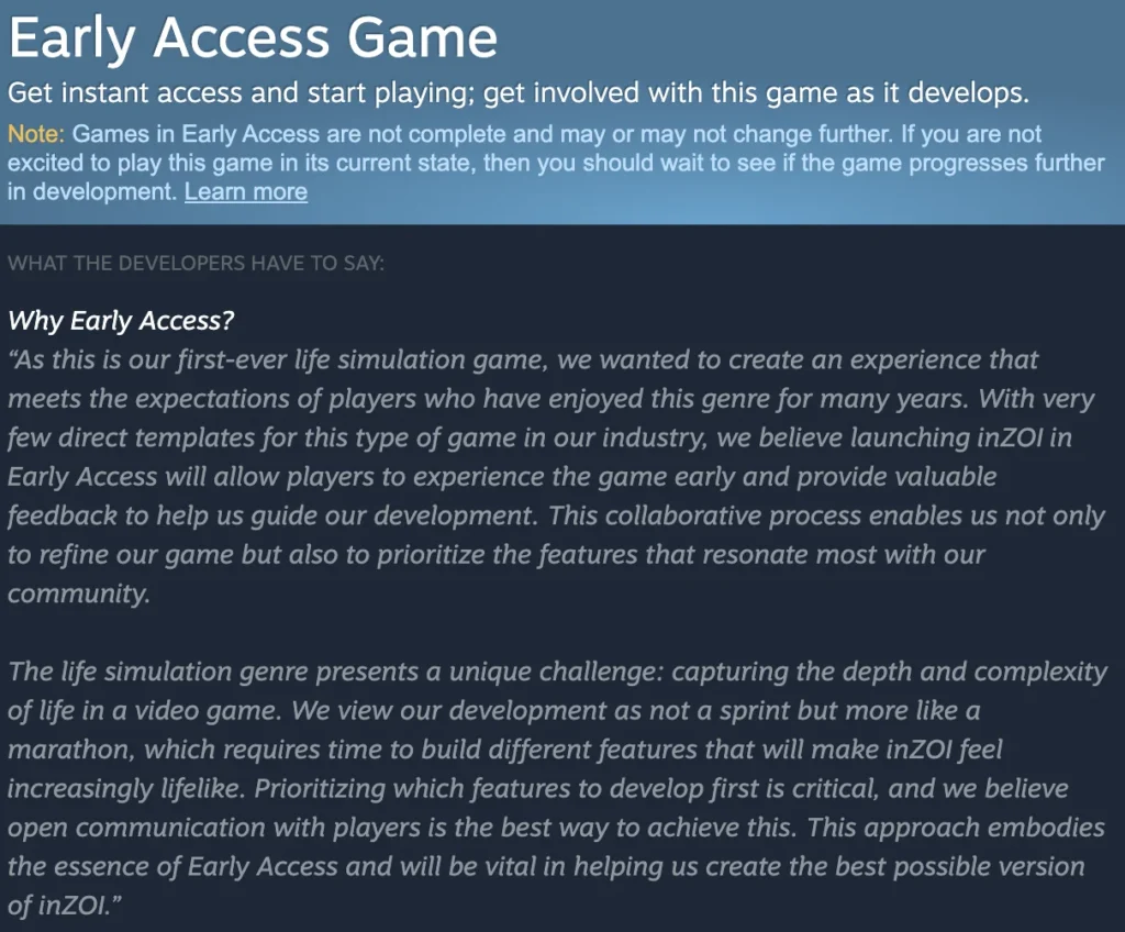 Inzoi Early Access