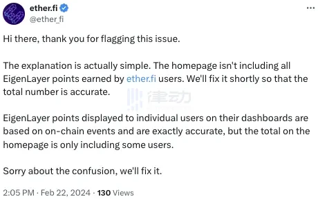 ether.fi回应「积分缩水」争议：质押机制不同，但前端显示的确有误