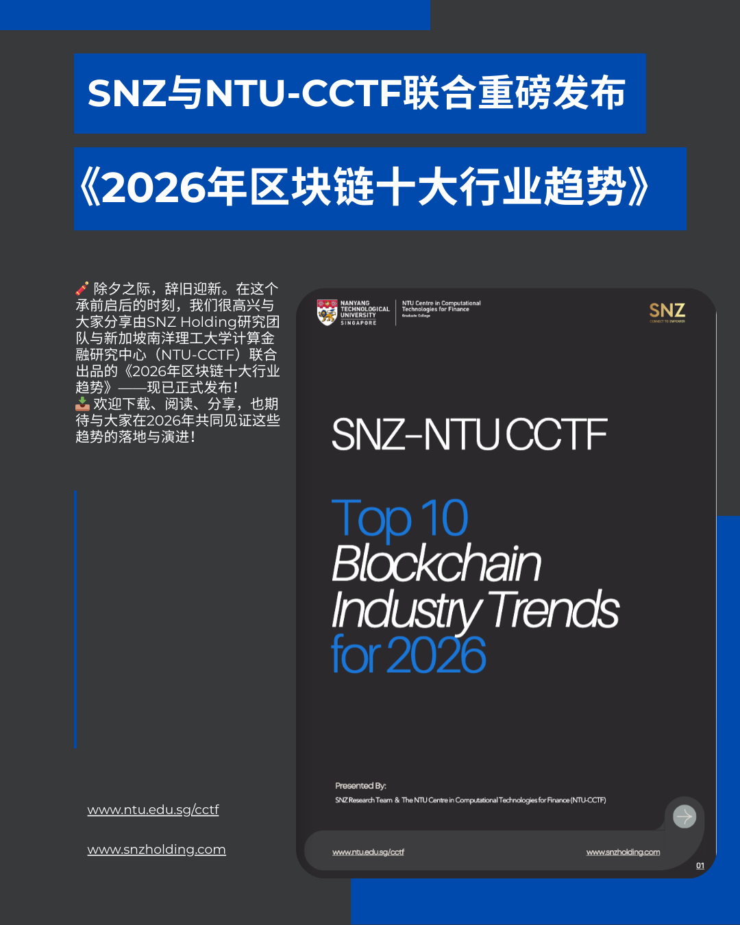 SNZ–NTU CCTF发布《2026年区块链十大行业趋势》