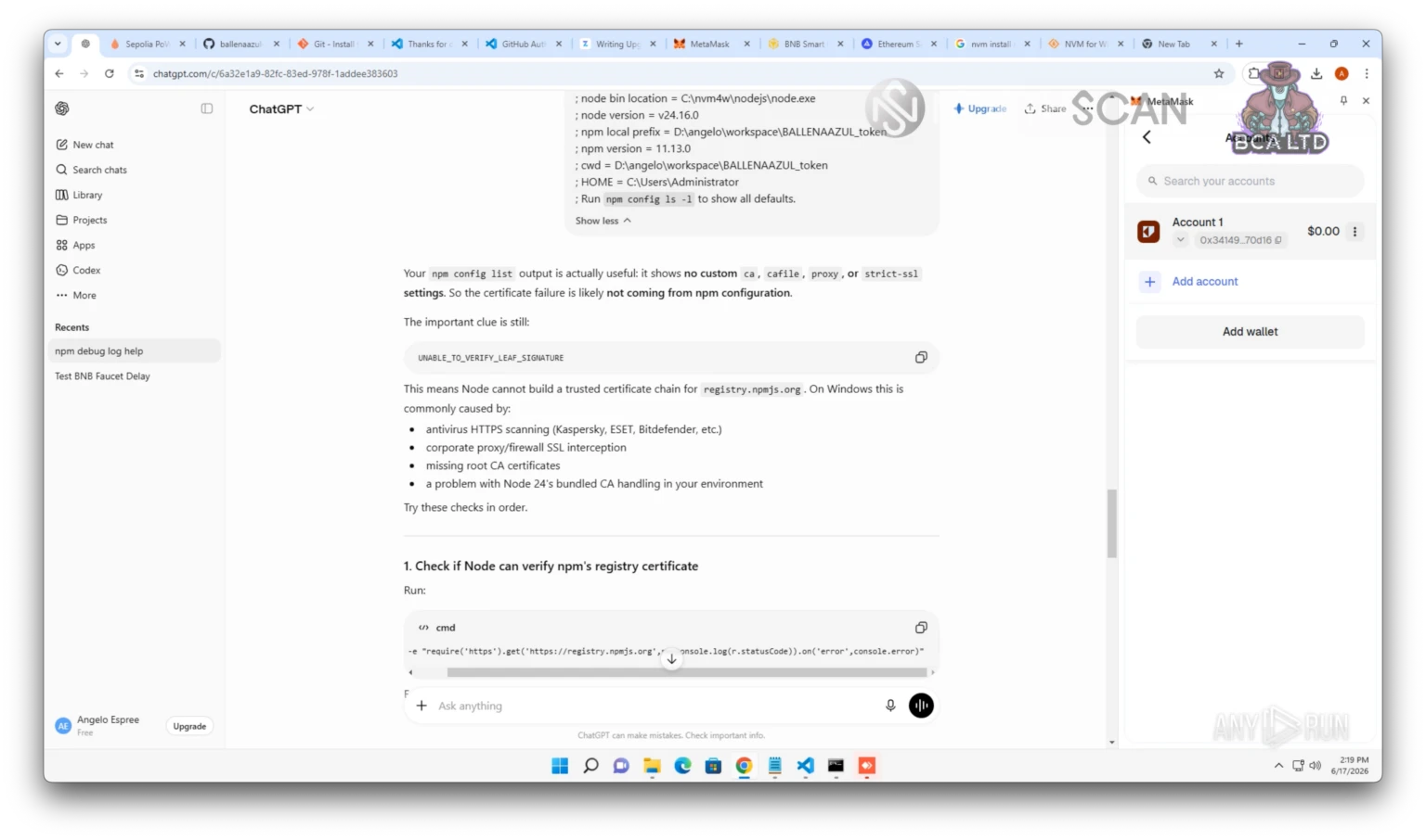Lazarus: Debugging Node.js issues