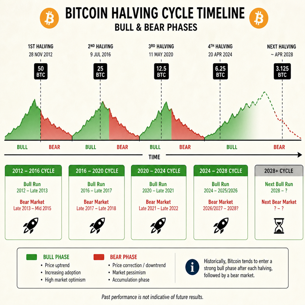 Bitcoin halving cycle timeline