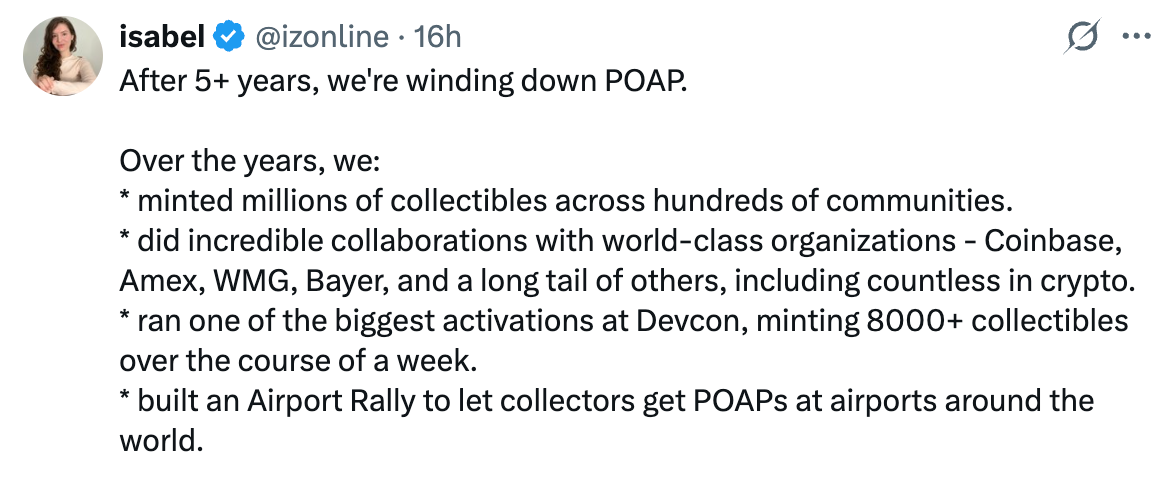 POAP关停，一场链上纪念章实验的落幕