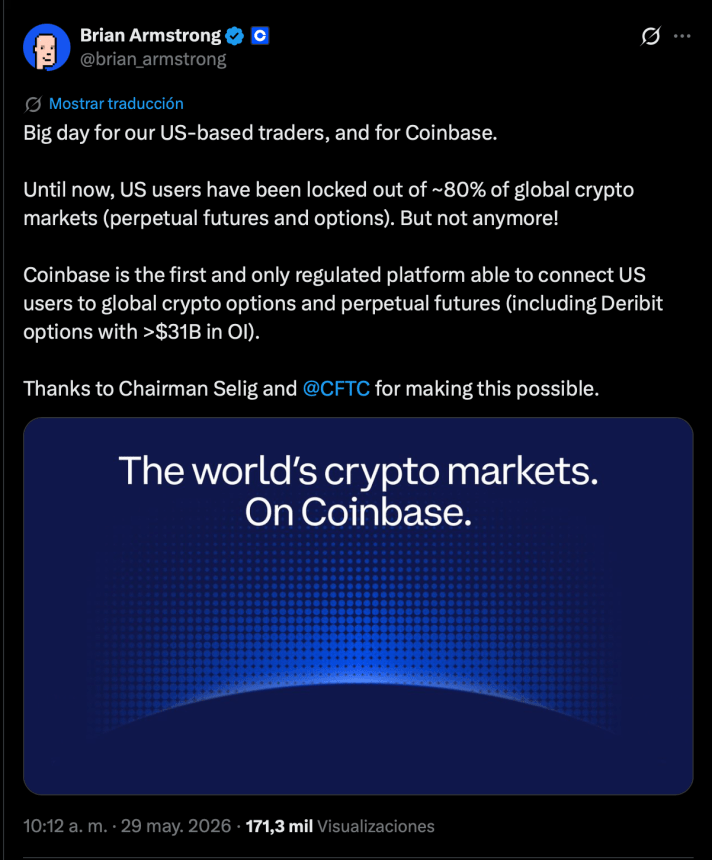 Coinbase To Bring Global Crypto Derivatives To US Institutions After CFTC Nod