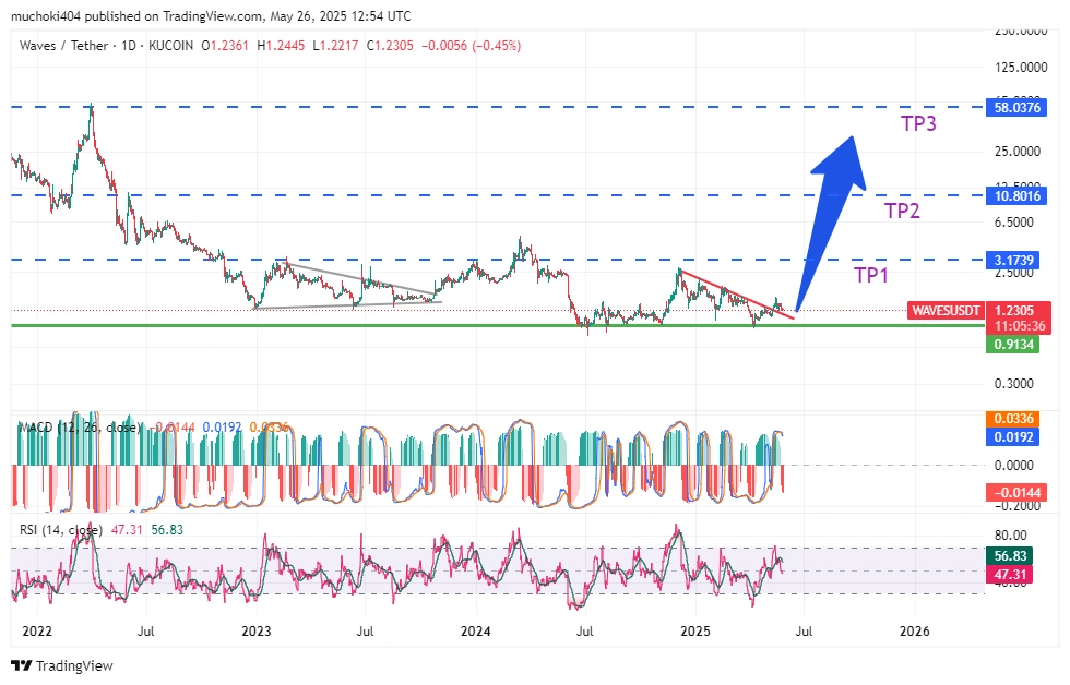 Waves/Tether 1D Chart