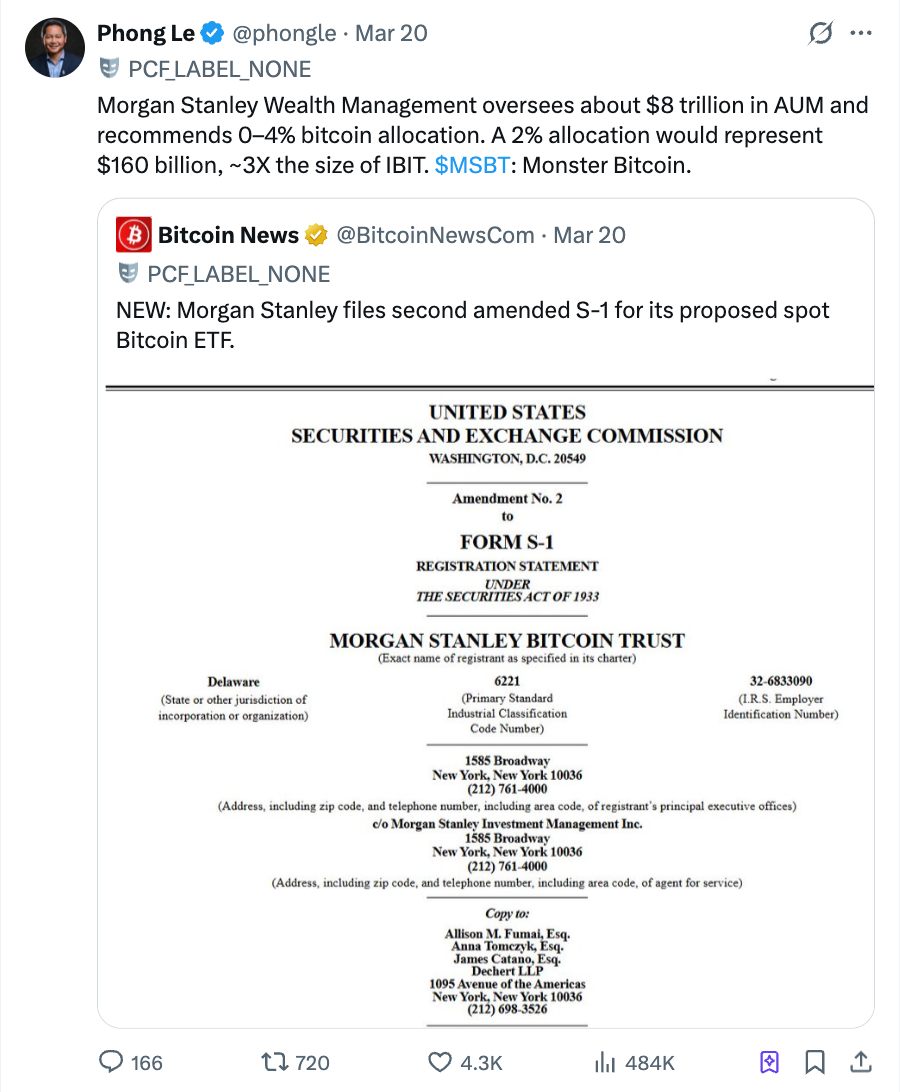 携0.14%费率入局，摩根士丹利打响比特币ETF「终局之战」