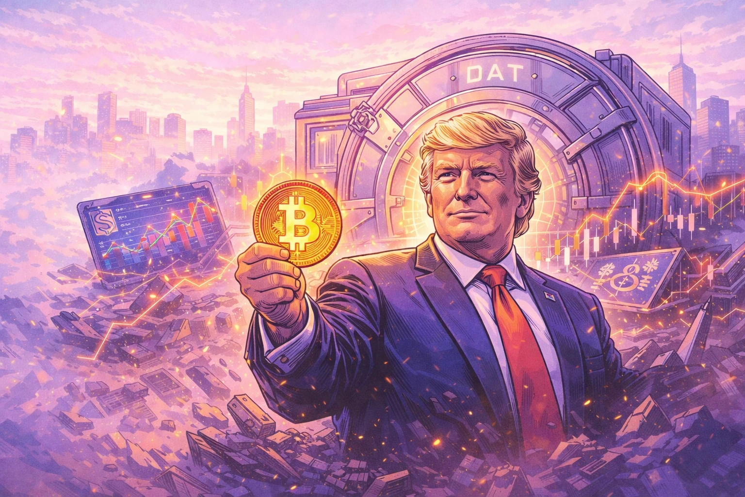 川普擁抱加密貨幣這一年：DAT 金庫、代幣化股票與高槓桿交易的風險暗湧