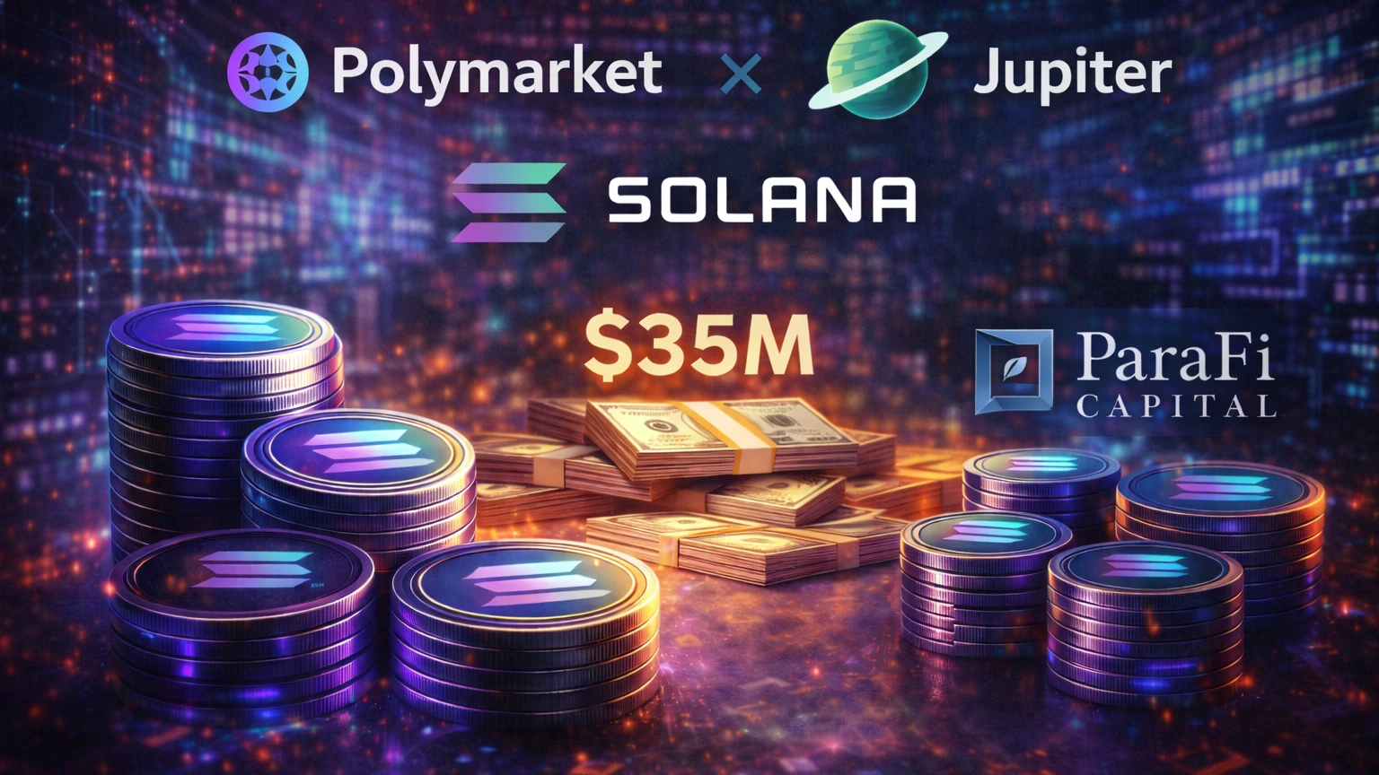 Polymarket 將透過Jupiter 上鏈 Solana，並獲 ParaFi Capital 3,500 萬美元投資