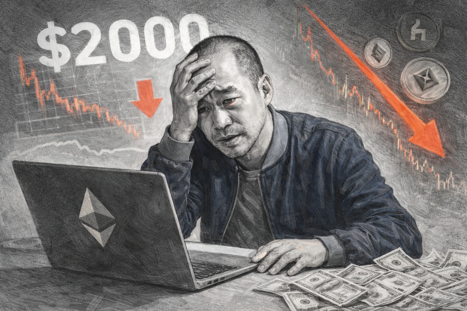 麻吉大哥虧慘一夜沒睡？以太坊跌破2000鎂慌了， 剛開倉做多ETH、HYPE 12萬鎂割肉輸光