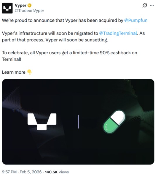 Pump.fun Acquires Vyper To Boost Trading Infrastructure As $HYPER Narrative Catches Fire