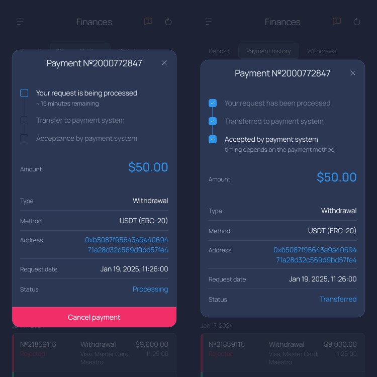 Deposit renew sum selection