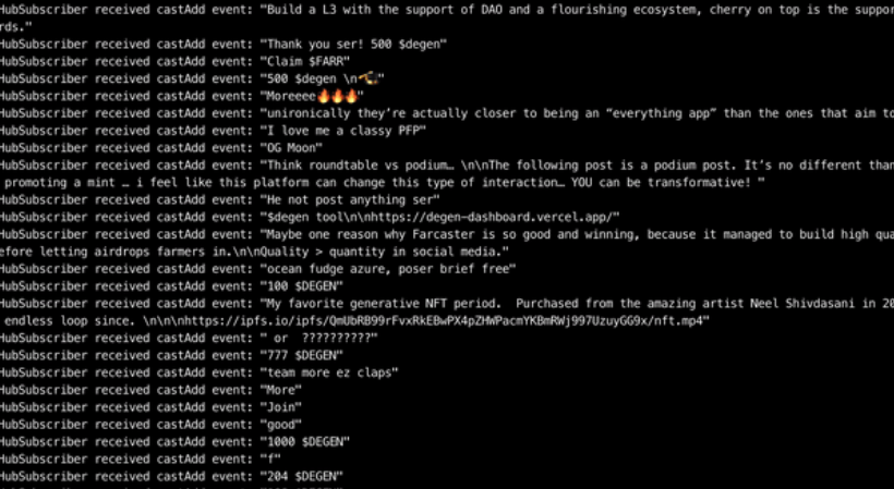 数据解读Farcaster：「DEGEN」成为应用内最高频词语