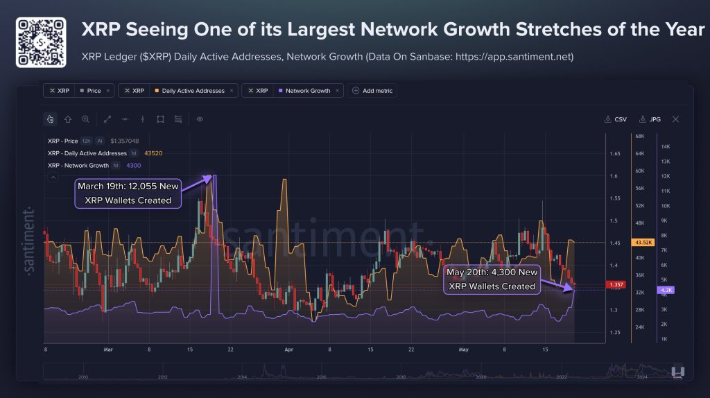 XRP Sees 4th-Largest Wallet Growth Spike Of 2026, Santiment Says