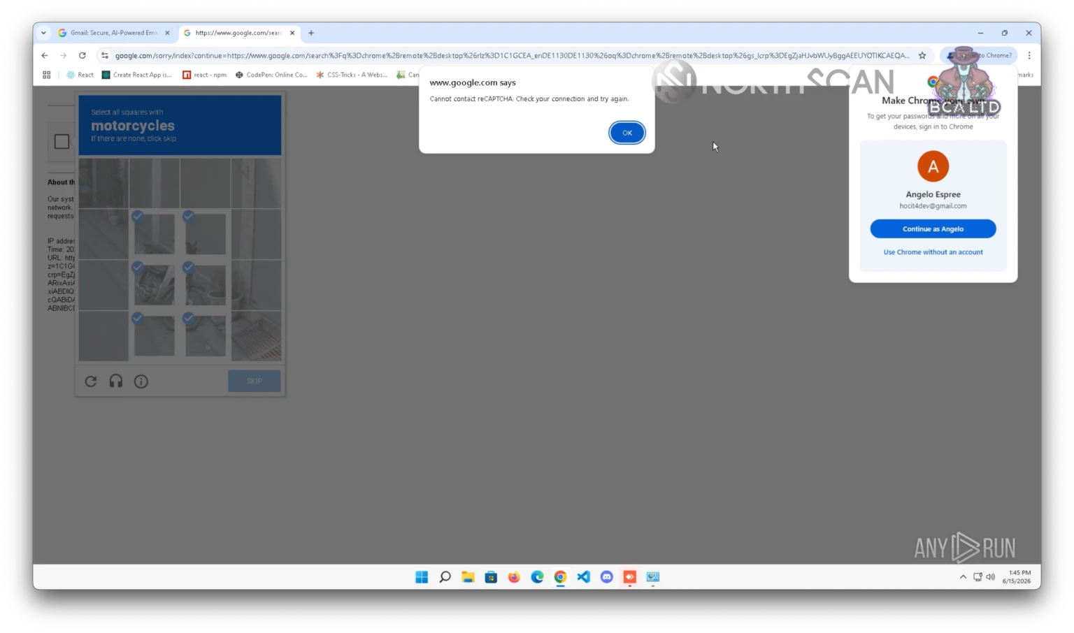 Angelo stuck in an endless CAPTCHA loop