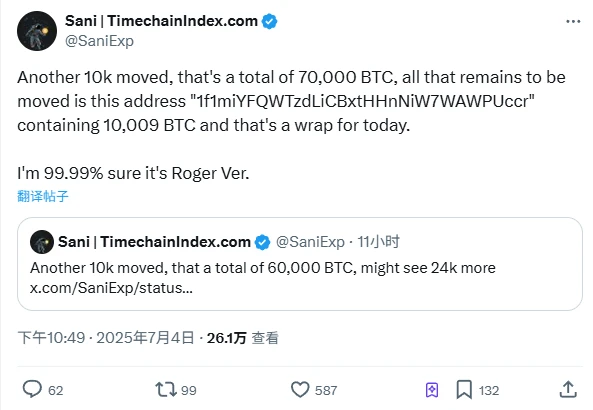 8万枚BTC沉睡14年后被激活，真身是谁？会抛售吗？