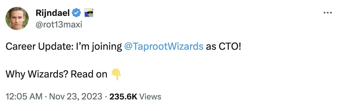 比特币OG加入Taproot Wizards，「巫师文化」为何备受青睐？