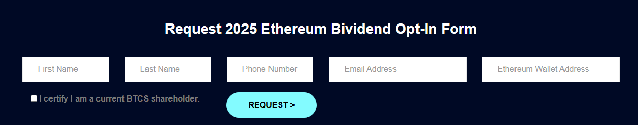 BTCS Becomes First Public Company to Pay Ethereum Dividends