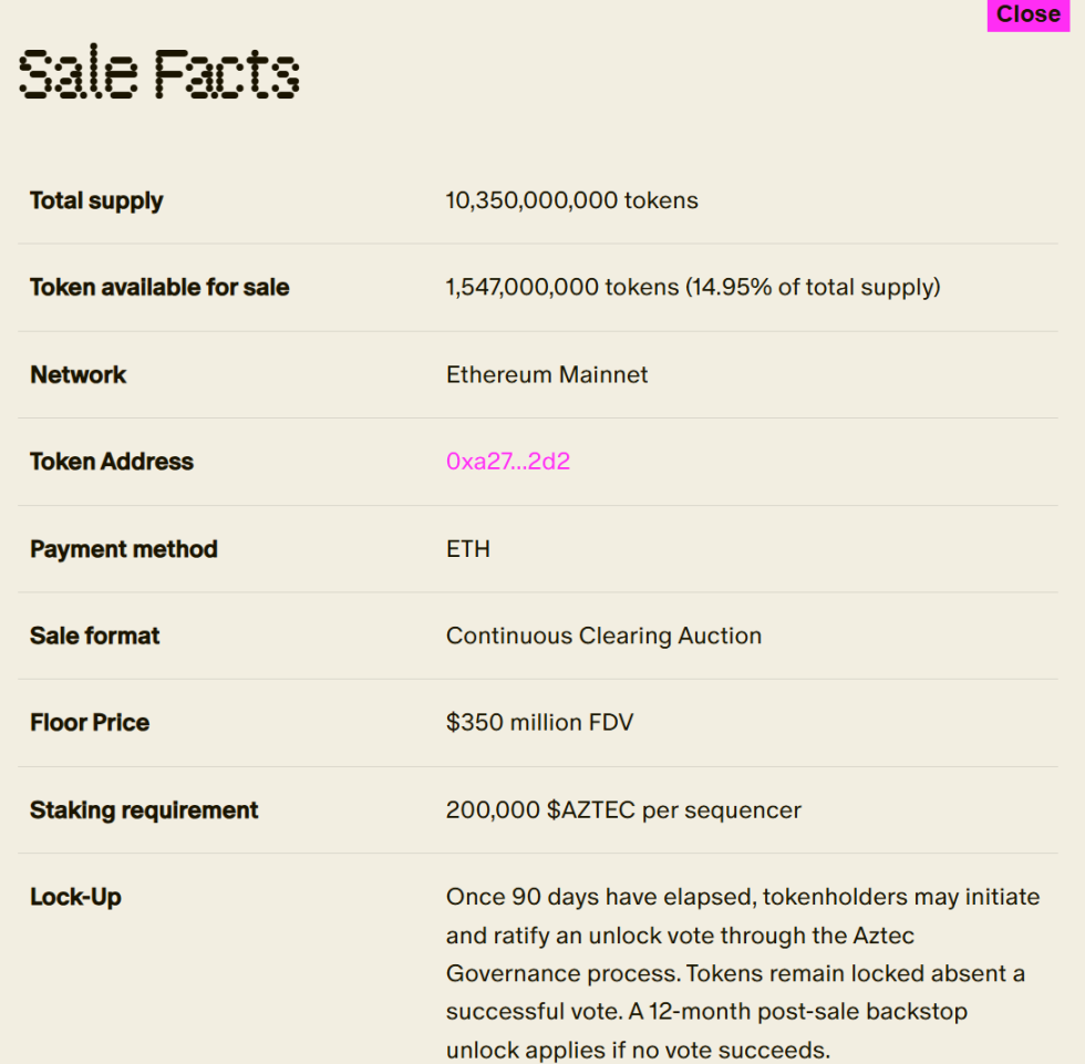 Aztec七年终发币，豪华风投难救场？