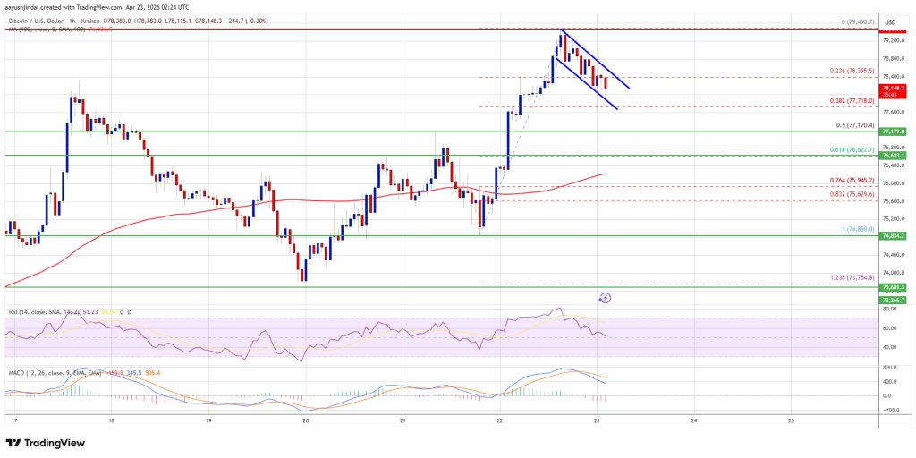Bitcoin Price Rally Nears $80K, Dips May Draw Fresh Buyers